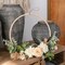 Artificial Flower Wreath for Front Door Floral Hoop Wreath Decor with Wood Beads Milk White Flowers Green Leaves Summer Home Decor